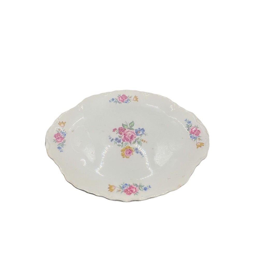 Vintage Rare 1940's Floral Platter 12" Sciooltio Pottery Co. Hazel Pattern U.S.A